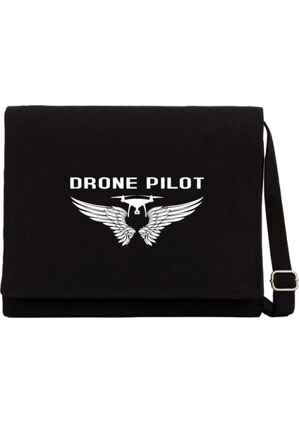 Drone Pilot 3 Siyah Kanvas Postacı Çantası