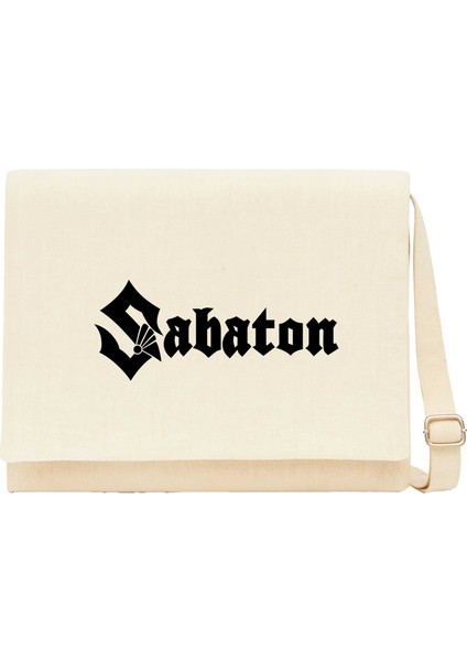 Sabaton Logo Krem Kanvas Postacı Çantası