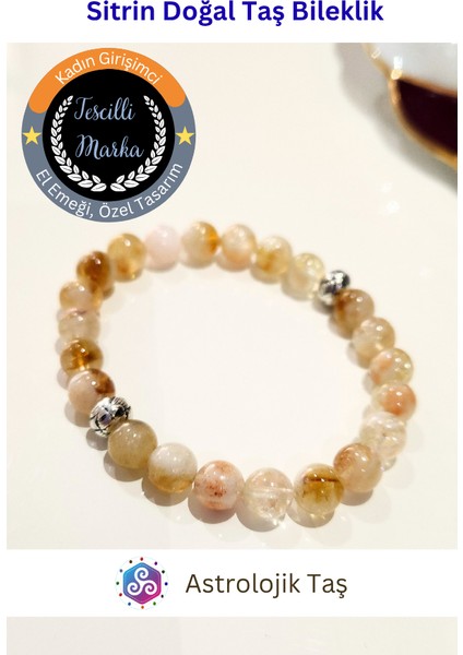 Sitrin Doğal Taş Bileklik - El Emeği - Para Taşı, Başarı, Tüccar Taşı, Enerji, Şans Taşı