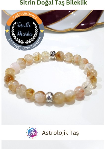 Sitrin Doğal Taş Bileklik - El Emeği - Para Taşı, Başarı, Tüccar Taşı, Enerji, Şans Taşı modelleri