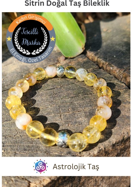 Sitrin Doğal Taş Bileklik - El Emeği - Para Taşı, Başarı, Tüccar Taşı, Enerji, Şans Taşı fırsatları