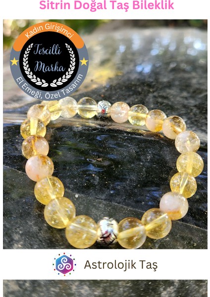 Sitrin Doğal Taş Bileklik - El Emeği - Para Taşı, Başarı, Tüccar Taşı, Enerji, Şans Taşı indirimleri