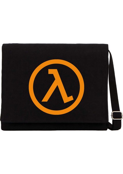 Half Life Logo Siyah Kanvas Postacı Çantası