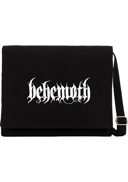 Behemoth Classic Logo Siyah Kanvas Postacı Çantası