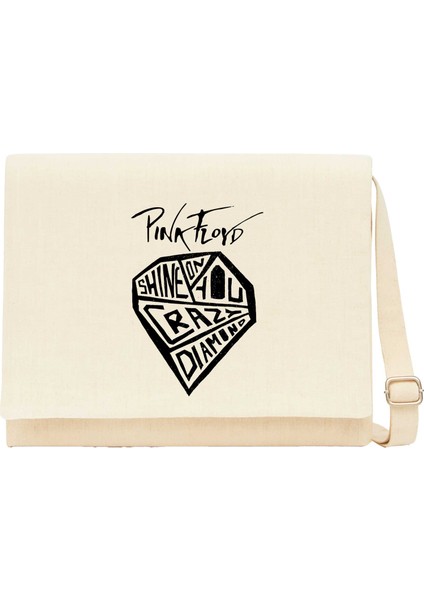 Pink Floyd Crayz Diamond Krem Kanvas Postacı Çantası