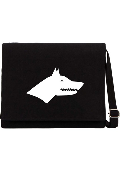 Göktürk Kurt Siyah Kanvas Postacı Çantası