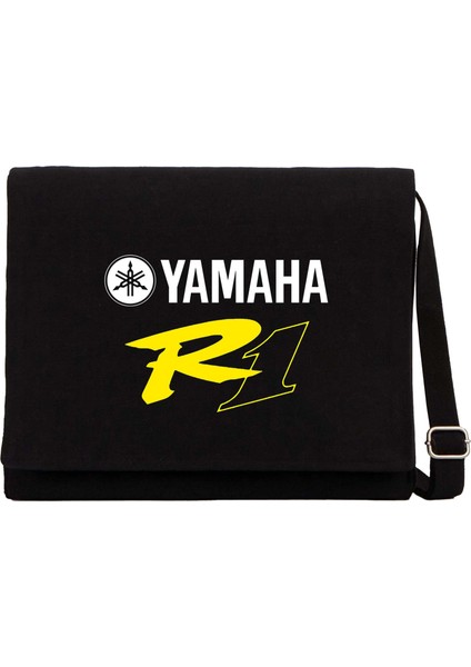 Yamha R1 Siyah Kanvas Postacı Çantası