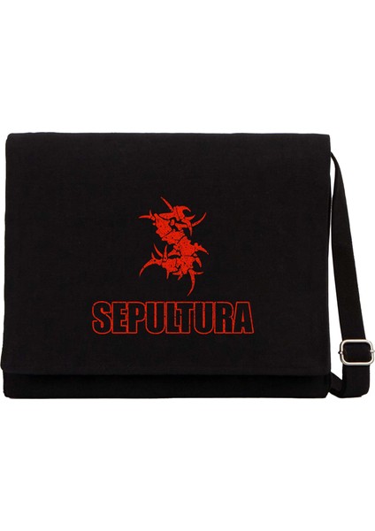 Sepultura Siyah Kanvas Postacı Çantası