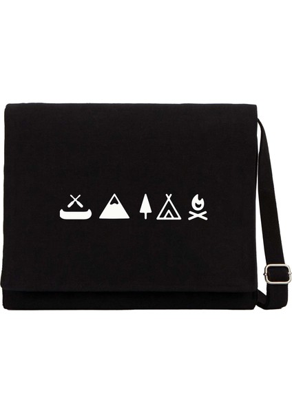 Camp Icon Siyah Kanvas Postacı Çantası