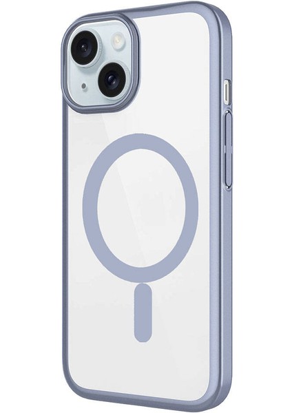Apple iPhone 15 Plus Kılıf Wireless Şarj Özellikli Sert Pc Tcmk Mat Riksos Magsafe Kapak-Gri modelleri