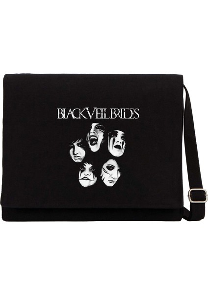 Black Veil Brides Group Siyah Kanvas Postacı Çantası