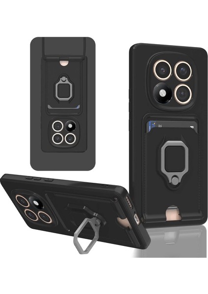 Xiaomi Redmi Note 14 Pro 4g Kılıf Zuma Kartvizitli Yüzüklü Silikon - Siyah