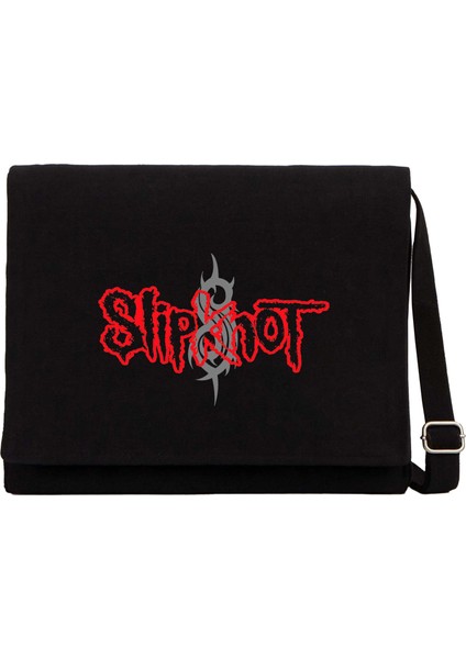 Slipknot Logo Siyah Kanvas Postacı Çantası
