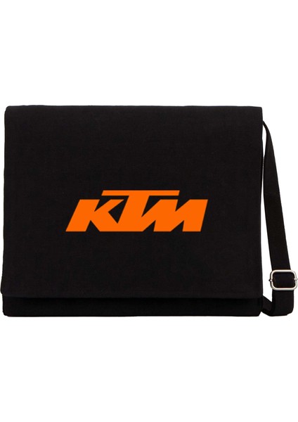 Ktm Motocycle Orange Logo Siyah Kanvas Postacı Çantası