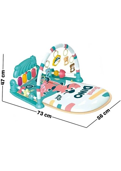Bebek Oyun Halısı Piyanolu, Gökkuşağı Dinozor Desenli 73 cm Sesli Dönenceli Bebek Halısı fiyatları