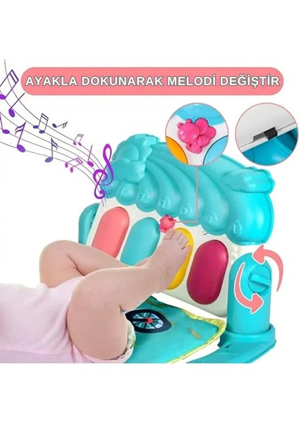 Bebek Oyun Halısı Piyanolu, Gökkuşağı Dinozor Desenli 73 cm Sesli Dönenceli Bebek Halısı modelleri