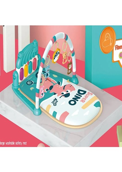 Bebek Oyun Halısı Piyanolu, Gökkuşağı Dinozor Desenli 73 cm Sesli Dönenceli Bebek Halısı fırsatları