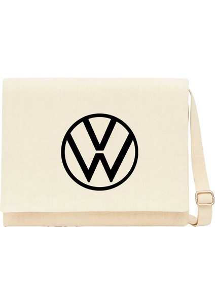 Volkswagen New Black Logo Krem Kanvas Postacı Çantası