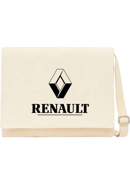 Renault Classic Logo Krem Kanvas Postacı Çantası