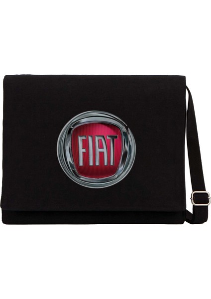 Fiat Logo Siyah Kanvas Postacı Çantası