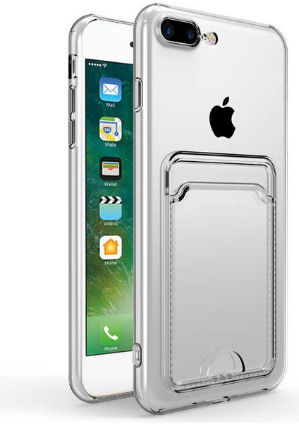 iPhone 8 Plus Kılıf Kartlıklı Şeffaf Tcmk Setra Clear Silikon Kapak-Renksiz fiyatları