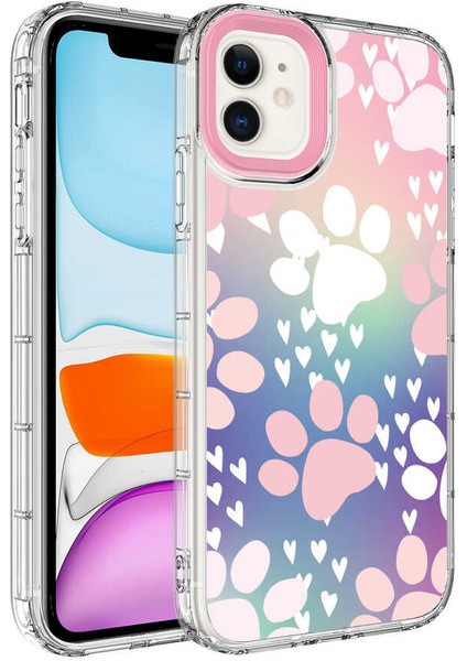 iPhone 11 Kılıf Kamera Korumalı Renkli Desenli Sert Silikon Tcmk Korn Kapak-No7