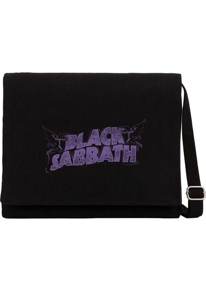 Black Sabbath Logo Siyah Kanvas Postacı Çantası