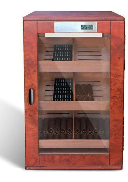 Sedir Ağacı 3 Katlı Camlı Özel Humidor Puro Kutusu RD11