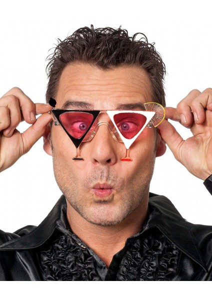 - Siyah Beyaz Renk Martini Tasarımlı Parti Gözlüğü