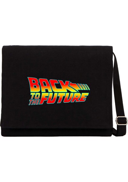 Back To The Fature-Gelece Dönüş Siyah Kanvas Postacı Çantası