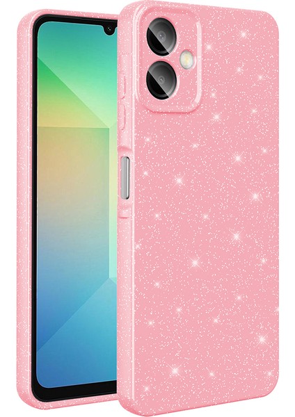 Galaxy A06 Kılıf Kamera Korumalı Simli Lüks Tcmk Koton Kapak - Açık Pembe