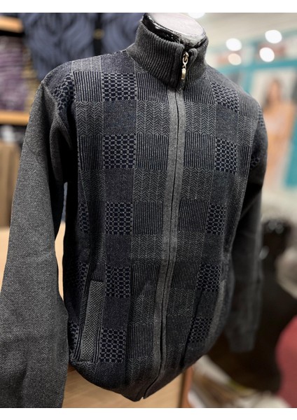 Erkek Triko Fermuarlı Cepli Desenli Hırka fiyatları