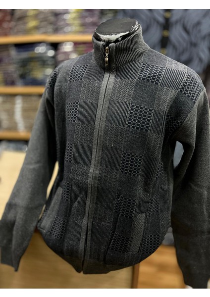 Erkek Triko Fermuarlı Cepli Desenli Hırka modelleri