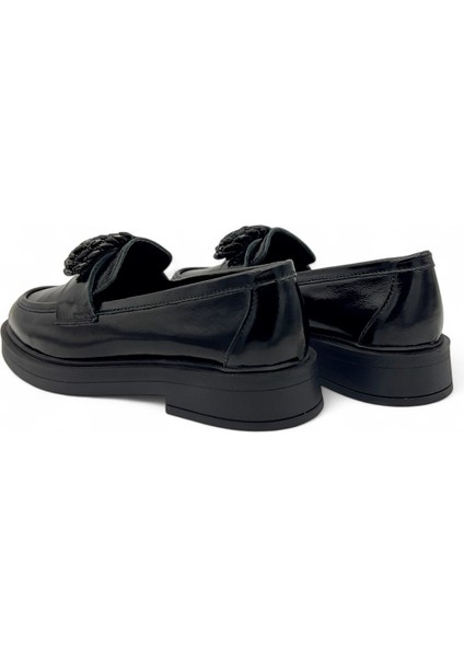 Calıssa Siyah Hakiki Deri Boncuk Aksesuar Detaylı Kadın Loafer fiyatları