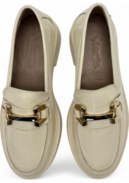 Roven Ekru Rugan Hakiki Deri Kadın Loafer modelleri