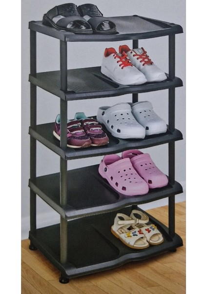 Ayakkabılık Plastik 5 Katlı Siyah Demonte modelleri