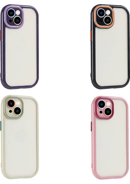 Apple iPhone 14 Kılıf Kamera Korumalı Renkli Kenar ve Çerçeve Tasarımlı Tcmk Vitamin Kapak-Mürdüm modelleri