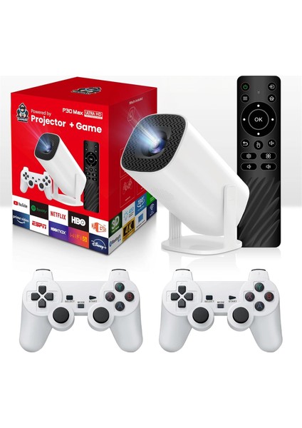 P30 Max Ultra Hd Akıllı Projektör + 36.600 Dahili Oyunlu Konsol Seti (2 Gamepad) – Wifi Destekli, Online Uygulamalı, HDMI Bağlantılı