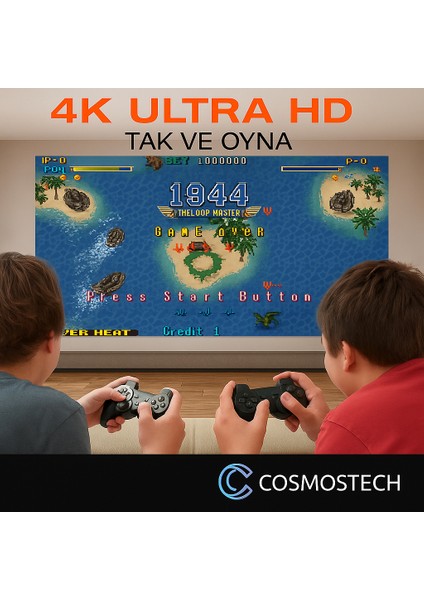 P30 Max Ultra Hd Akıllı Projektör + 36.600 Dahili Oyunlu Konsol Seti (2 Gamepad) – Wifi Destekli, Online Uygulamalı, HDMI Bağlantılı