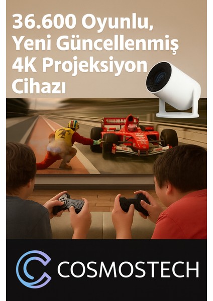 P30 Max Ultra Hd Akıllı Projektör + 36.600 Dahili Oyunlu Konsol Seti (2 Gamepad) – Wifi Destekli, Online Uygulamalı, HDMI Bağlantılı