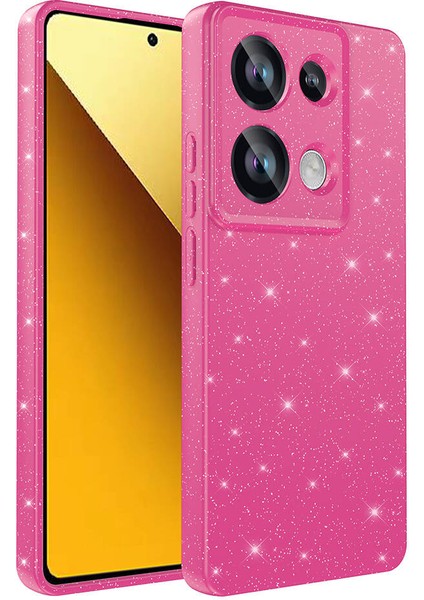 Xiaomi Redmi Note 13 Pro 4g Kılıf Kamera Korumalı Simli Lüks Tcmk Koton Kapak-Pembe Koyu