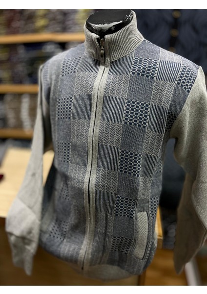 Erkek Triko Fermuarlı Cepli Desenli Hırka fiyatları