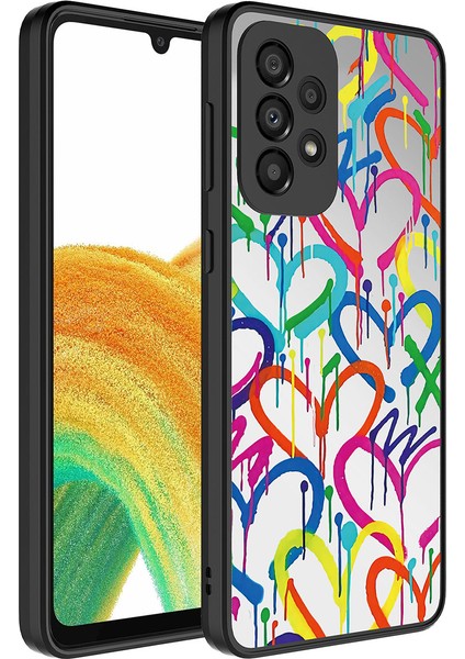 Galaxy A33 5g Kılıf Aynalı Desenli Kamera Korumalı Parlak Tcmk Mirror Kapak-Kalp