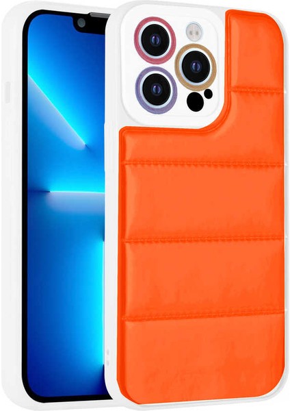 iPhone 13 Pro Max Kılıf Kamera Korumalı Airbagli Renkli Tcmk Seksek Kapak-Turuncu