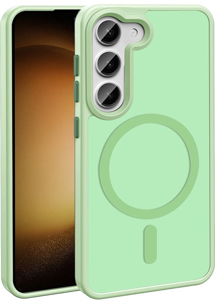 Galaxy S24 Fe Kılıf Magsafe Şarj Özellikli Mat Arka Yüzey Tcmk Sio Kapak-Açık Yeşil