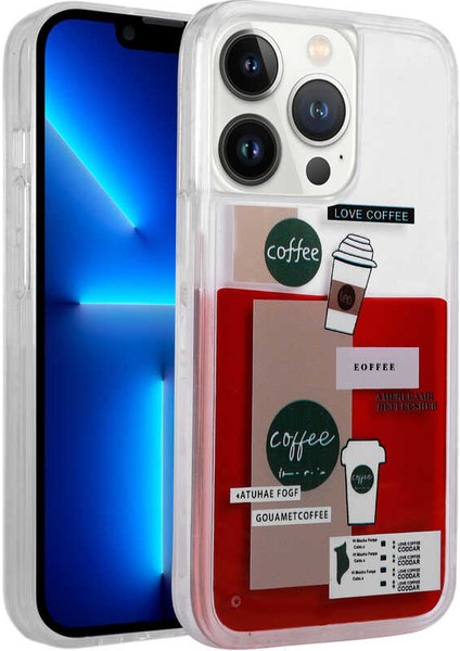 Apple iPhone 14 Pro Max Kılıf Desenli Sıvılı Tcmk Drink Silikon Kapak-No1