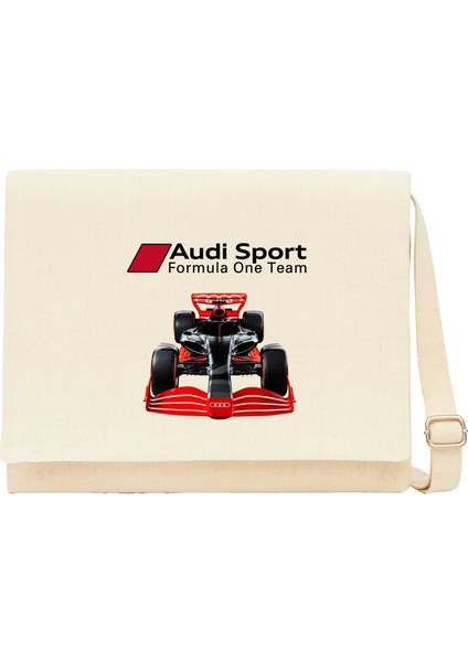 F1 Audi Sport Formula Krem Kanvas Postacı Çantası