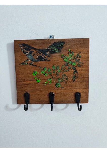 Ahşap Dekoratif Duvar Anahtarlık Askısı Kuş Dal Desenli Anahtar Düzenleyici ,çoklu Kancalı Duvar Tipi Anahtar Askısı Çok Amaçlı Askılık Modern Tasarım Ev ve Ofis Yazlık Için