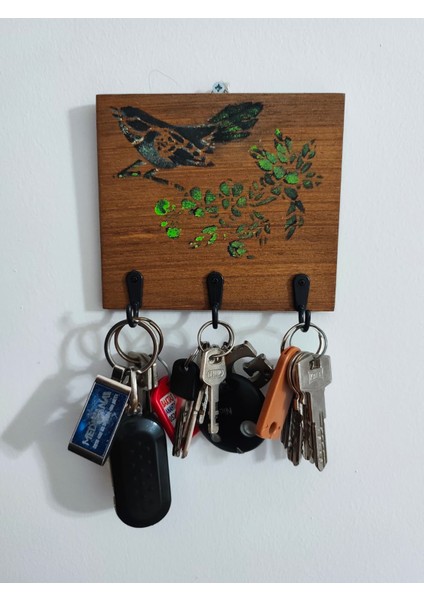 Ahşap Dekoratif Duvar Anahtarlık Askısı Kuş Dal Desenli Anahtar Düzenleyici ,çoklu Kancalı Duvar Tipi Anahtar Askısı Çok Amaçlı Askılık Modern Tasarım Ev ve Ofis Yazlık Için modelleri