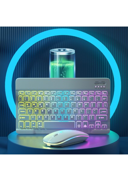 Tüm Cihazlara Uyumlu Şarj Edilebilir Bluetoothlu Kablosuz Klavye Mouse Set Mousepadli